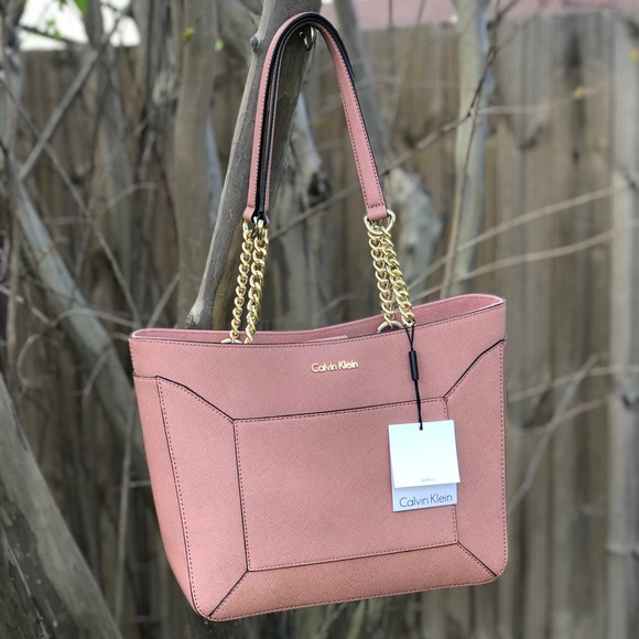 Calvin Klein Handbags - Calvin Klein Leather Chain Tote